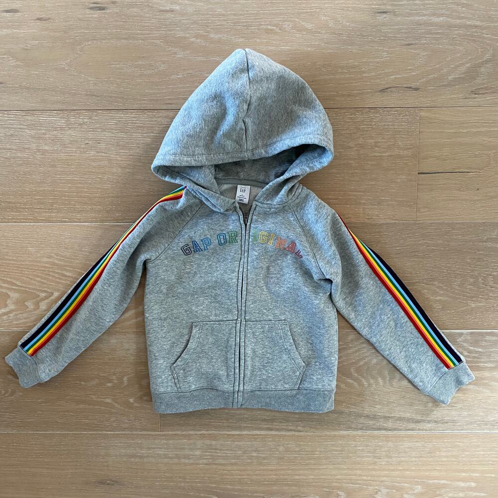 Baby GAP Original Gray Sweatshirt Hoodie Jacket Rainbow